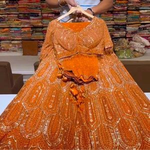 Orange/Rust sparkly lehnga